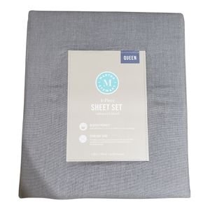 Martha Stewart Bleach Master 4-piece Queen Sheet Set Gray NWT!